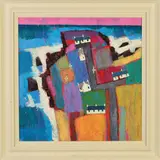 HEADLAND HOUSES' a colourful Scottish coastal scene by David Body, acrylic on canvas, sold Jan 2020