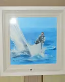 HEADWAY' a dynamic scene of a male figure sailing a boat by Wendy Corbett, oil on board, sold Jan 2020