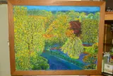 'Gloucester Lodge, Regents Park May 1975/76', a tree filled view of London, by Adrian Berg, acrylic on canvas, sold Jan 2020