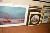to include Elwyn Jones 'At Rest' oil on board, framed, approximate size 55cm x 75cm, 'Lazy Days by Th Century Paintings And Prints Etc, oil on board, sold Jan 2020
