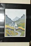 'Welsh Farmhouse', a Welsh landscape, attribution and title label by David Barnes, acrylic on canvas, sold Jan 2020