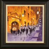 ORNATE DOORWAY' figures walking in the rain at night by Peter J. Rodgers, watercolour on paper, sold Jan 2020