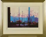 Buses in trafalgar square by Rolf Harris, print, sold Jan 2020