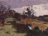 Near Sampford Spiney Dartmoor West DevonSigned also inscribed and by Ken Howard, Oil on board, sold Dec 2018