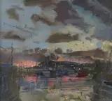 Evening harbour West Bay DorsetSigned Oil by Richard Pikesley Neac, Oil on canvas laid on board, sold Dec 2018