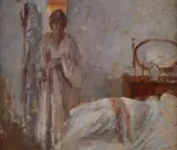 New Year’s DaySigned with initials titled and dated 1 by Bernard Dunstan, Oil on board, sold Dec 2018