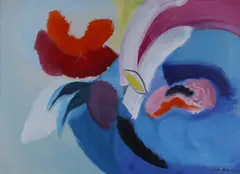 Flowers into blueSigned also by John Hitchens, 1967, Oil on canvas, sold Dec 2018