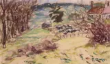 Landscape with a farmstead and cattleSignedPastel14 by Paul Maze, Pastel, offered Dec 2018
