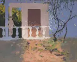 Balcony Agios Nikolaos Crete GreeceSigned and dated 1987Oil on by Andrew Macara Neac, 1987, Oil on canvas, offered Dec 2018