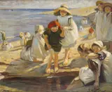 After Dame Laura KnightSummertime on the beachSignedOil on canvas50 by J. Le Saux, Oil on canvas, sold Dec 2018