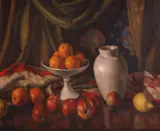 Still life of fruit with a tazza and vaseInscribed on stretcher verso by Dorothy Hepworth, Oil on canvas, sold Dec 2018