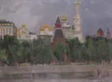The Kremlim MoscowSigned titled in cyrillic and dated by Nikolay Kabanov, 1984, Oil on canvas, offered Dec 2018