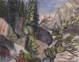 In the Canadian RockiesSigned and dated 1949Mixed media mounted by Edward Bawden, 1949, Mixed media mounted unframed, sold Dec 2018