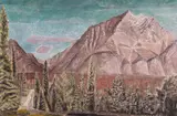 Cascade Mountain Canadian RockiesSigned and dated 1949Mixed media by Edward Bawden, 1949, Mixed media mounted unframed, sold Dec 2018