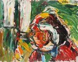 Self portrait in profileSigned also inscribed verso With sincere good by John Bratby, Oil on canvas, sold Dec 2018