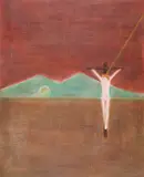 Crucifixion c.1967-1970 Titled verso Oil on canvas 50 x 40cm Provenance: Basil Jacobs Fine Art London part label verso We are grateful to Dr by Craigie Aitchison, Oil on canvas, offered Dec 2018