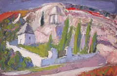 Wayside Cemetery CorsicaSigned also titled on a by Anne Redpath, Oil on board, sold Dec 2018