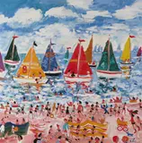 Marazion boating clubSigned also by Simeon Stafford, Oil on canvas unframed, offered Dec 2018