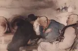 Figures in a tavernSignedPencil and watercolour26 by Edmund Blampied, Pencil and watercolour, sold Dec 2018