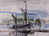 Moored boatsSigned and dated ‘62Ink and Watercolour 7 by John Knapp-Fisher, Ink and Watercolour, offered Dec 2018