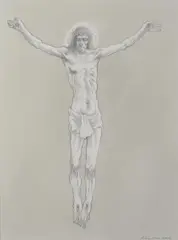 RiseSigned and dated 2012Pencil heightened with white on cream by Peter Howson, 2012, Pencil heightened with white on cream paper, sold Dec 2018