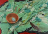 Herons and eggSigned with initials and dated 1986Oil on paper 52 by Val Archer, 1986, Oil on paper, sold Dec 2018