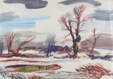 Winter landscape by Rowland Suddaby, watercolour, sold Dec 2018