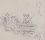 Studies of women working in the field by Maximilien Luce, pencil, offered Dec 2018