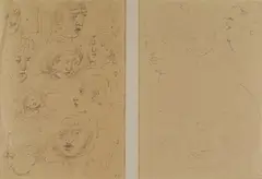 Head studiesTwo both signedBoth pen and ink on buff paper framed by Edward Ardizzone, ink, sold Dec 2018