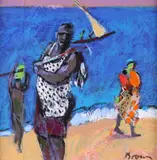 Daily tasks on the beachSigned also by John Brown, 2003, Oil on board, offered Dec 2018
