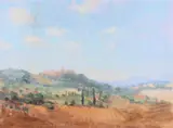 Study of Tuscan landscapeTitled and dated c1990 verso in another handOil by John Miller, Oil on canvas, sold Dec 2018