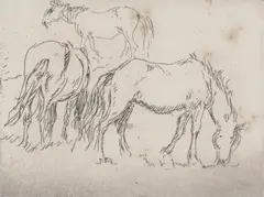 Dartmoor ponies 1905Signed Etching plate No by Augustus Edwin John Om, Etching, sold Dec 2018