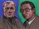 Portrait of Martin O’Neill and Dick AdvocaatSigned and dated by Peter Howson, 2001, Pastel on grey paper, offered Dec 2018