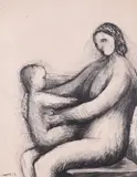 Mother and childSigned and numbered PLXIII 44/65Etching with by Henry Moore Om, Etching with aquatint, sold Dec 2018