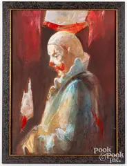 of a clown by Ralph Scharff, watercolor and gouache, sold Oct 2021