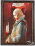 of a clown by Ralph Scharff, watercolor and gouache, sold Oct 2021
