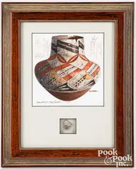 still life of Acoma Pueblo Indian pottery olla by Michael C. McCullough, watercolor, sold Oct 2021