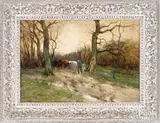 landscape with man and cattle by Charles P. Gruppé, watercolor and gouache, sold Oct 2021
