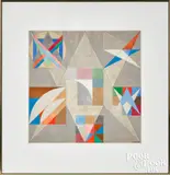 geometric abstract by Herbert Bayer, watercolor and graphite on paper, sold Oct 2021