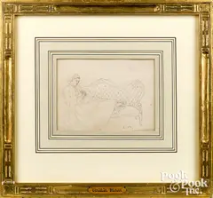 drawing of a young woman knitting by Cecilia Beaux, pencil, sold Oct 2021