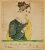 VALLEY OF VIRGINIA FOLK ART REWARD OF MERIT PORTRAIT by Rockbridge Co., watercolor and ink on paper, sold Nov 2022