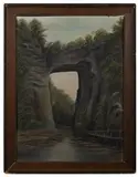 FOLK ART PAINTING OF NATURAL BRIDGE by Shenandoah Valley Of Virginia, oil on artist's board, sold Nov 2022