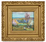 LANDSCAPE PAINTING by Samuel B. Pratt, oil on board, sold Nov 2022