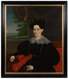 ATTRIBUTED, FOLK ART PORTRAIT OF SARAH ANN REEVES WATERHOUSE OF BROOKLYN, NEW YORK by Hubbard Latham Fordham, oil on canvas, sold Nov 2022