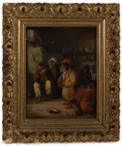 SATIRICAL GENRE SCENE by Robert Matthew Sully, oil on canvas, sold Nov 2022