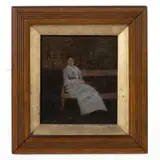 ATTRIBUTED, DIMINUTIVE PORTRAIT OF A LADY by Eastman Johnson, oil on board, sold Nov 2022