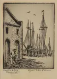 ADGERS WHARF CHARLESTON ETCHING by Elizabeth O'Neill Verner, etching on paper, sold Nov 2022