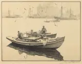 REFLECTION MARINE PRINT by Gordon Grant, etching on paper, sold Nov 2022