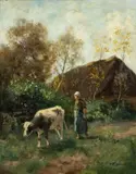 FARM SCENE by Willem George Frederik Jansen, oil on canvas, sold Oct 2022