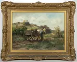 FARM SCENE by Willem George Frederik Jansen, oil on canvas, sold Oct 2022